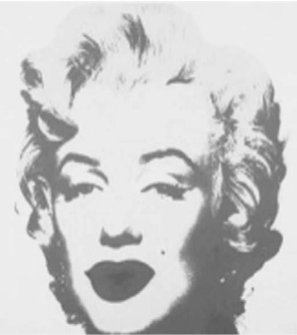 Alternativa D: retrato de Marilyn Monroe em serigrafia de Andy Warhol, com cabelos claros e lábios escuros.