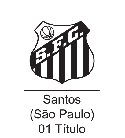 Quadro do Santos, com brasão, nome, estado e quantidade de títulos.