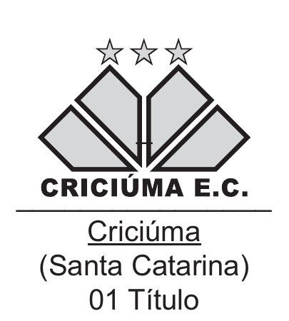 Quadro do Criciúma, com brasão, nome, estado e quantidade de títulos.