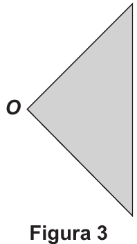 Figura 3: papel triangular dobrado, com o ponto O.