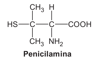 Fórmula estrutural plana da penicilamina.