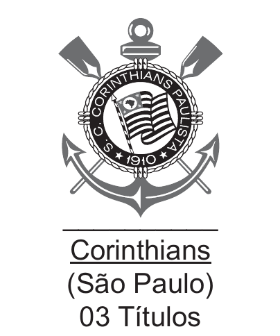Quadro do Corinthians, com brasão, nome, estado e quantidade de títulos.