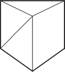 Desenho de um escudo: um pentágono com o lado superior horizontal, dois lados verticais e, na base, dois lados inclinados que descem até uma ponta no meio. Quatro segmentos partem de um mesmo ponto interior, sobre o eixo vertical de simetria, a cerca de um quinto da altura total contada do topo: dois sobem até os cantos superiores esquerdo e direito, um desce até o canto inferior esquerdo (onde o lado esquerdo encontra a base inclinada) e o quarto desce na vertical até a ponta. Ficam quatro regiões: um triângulo superior; um triângulo à esquerda, entre o canto superior esquerdo, o ponto central e o canto inferior esquerdo; um triângulo inferior esquerdo, entre o ponto central, o canto inferior esquerdo e a ponta; e um quadrilátero à direita, entre o ponto central, o canto superior direito, o canto inferior direito e a ponta.